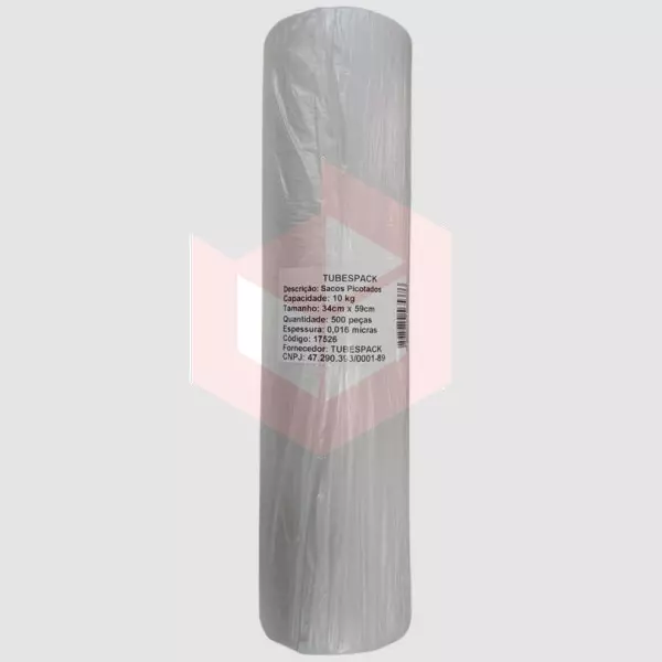 Saco plástico picotado 34x59cm Tubespack c/500un 