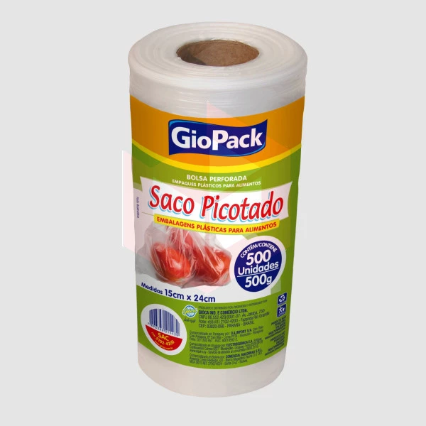 Saco plástico picotado Giopack 500g 15x24cm c/500un