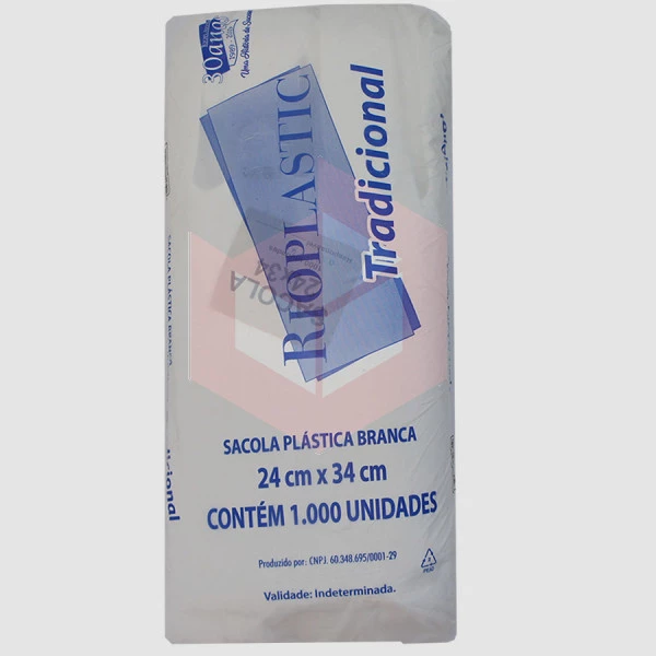 Sacola plástica branca fardo 24x34cm Rioplastic c/1000un