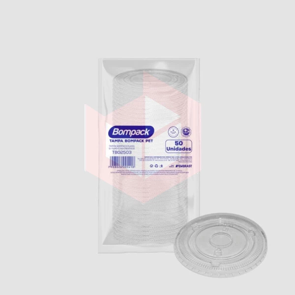 Tampa plana pet sem furo Bompack 20x50un