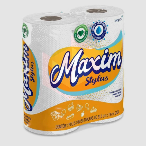Toalha de papel Stylus Maxim 12pcx2rlx50un