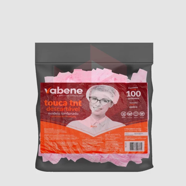 Touca descartavel tnt rosa Vabene com 100un R6747