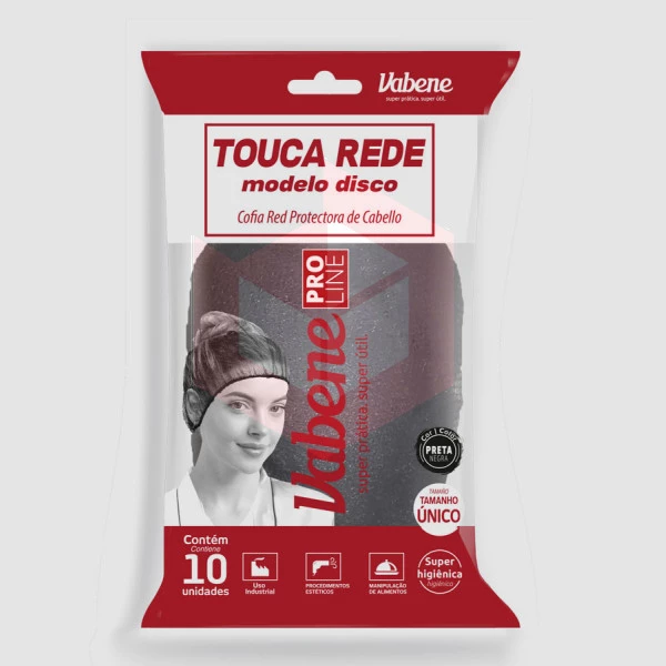 Touca rede preta modelo disco Vabene c/10un
