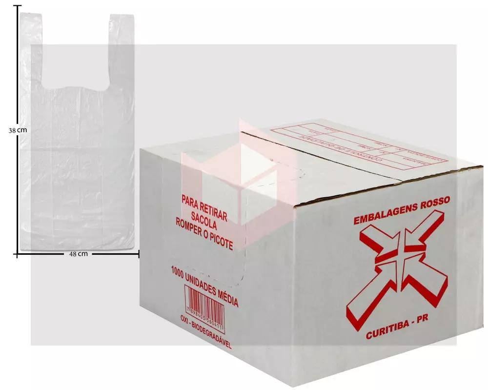 Sacola Oxi-bio/Rosso Média 38x48 c/1000un | Concorde