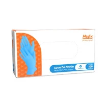 Luva nitrilo azul sem po grande Medix c/100un 