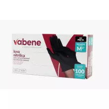 Luva nitrilo preta sem pó média Vabene c/100un