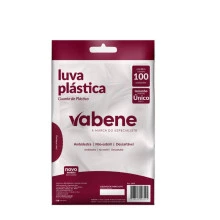 Luva plastica descartavel transparente Vabene c/100un