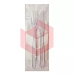 Kit garfo e faca e guardanapo branco Plastfood c/100un
