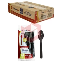 Colher longa Straw 733 preta 18cm 10x50un