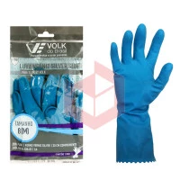 Luva azul média slim verniz silver Volk