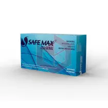 Luva nitrilo azul sem po media Safemax c/100un