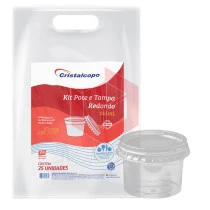 Pote redondo com tampa KP145CR 145ml Cristalcopo c/25un