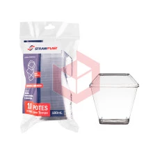 Pote Straw KPT180 com tampa 180ml cristal c/10un