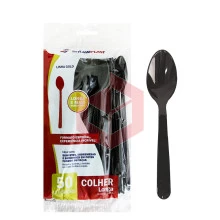 Colher longa Straw 733 preta 18cm c/50un