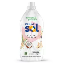 Amaciante para roupas concentrado coco e baunilha Girando Sol 1.5l