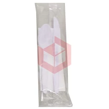 Kit colher e faca e guardanapo branco Plastfood c/100un