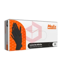 Luva nitrilo preta sem po gg Medix c/100un 
