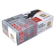 Luva nitrilo preta sem pó media Descarpack c/100un