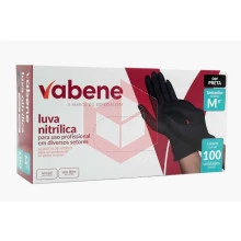 Luva nitrilo preta sem pó média Vabene c/100un