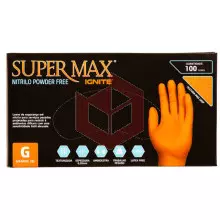 Luva nitrilo sem po grande laranja Supermax c/100un 