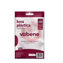 Luva plastica descartavel transparente Vabene c/100un