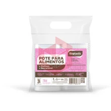 Pote retangular com tampa articulada 750ml Rioplastic c/24un