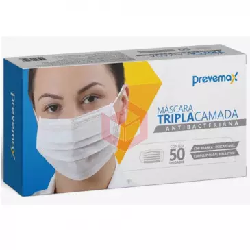 Mascara tripla tnt branca com elástico Prevemax c/50un REDS193  