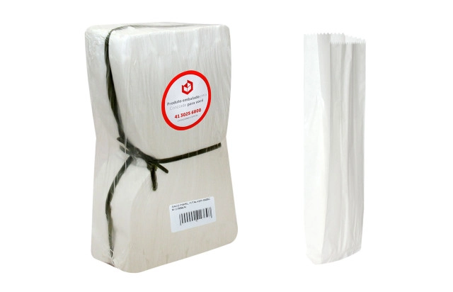 Saco de papel branco para talher 6x26cm Mirimpel c/500un 